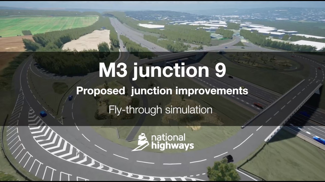 Redesigned Junction M3 Junction 9 Improvement – Official National Highways Fly‑Through ...
